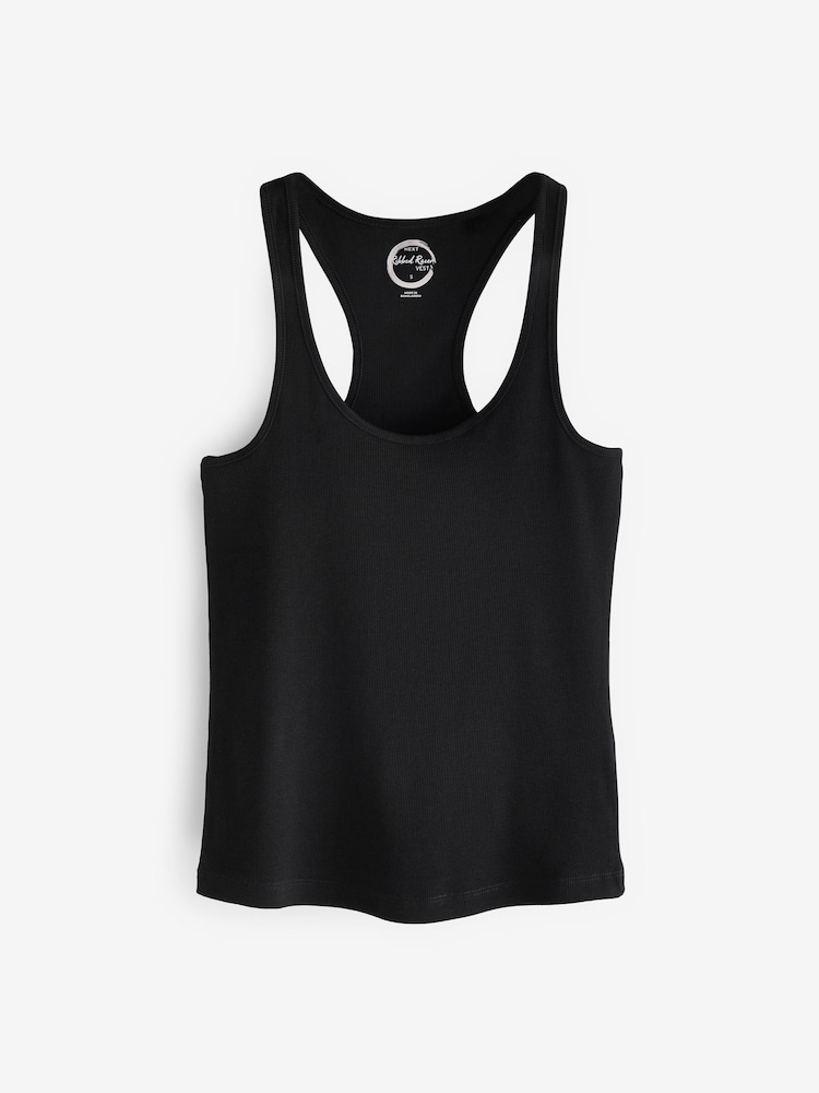 Black Scoop Neck Rib Racer Vest - Image 9 of 9