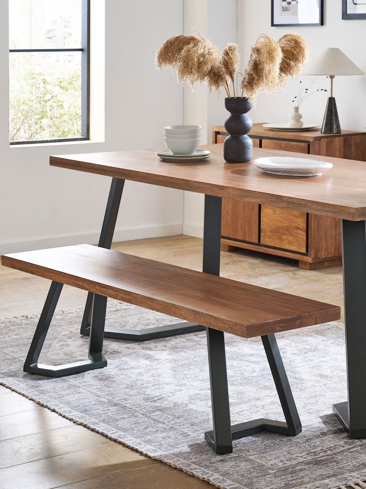 Dark Natural Colton Dining Bench - Image 1 of 5