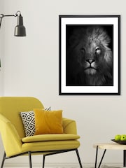 Brookpace Lascelles Black Lion Framed Wall Art - Image 1 of 3