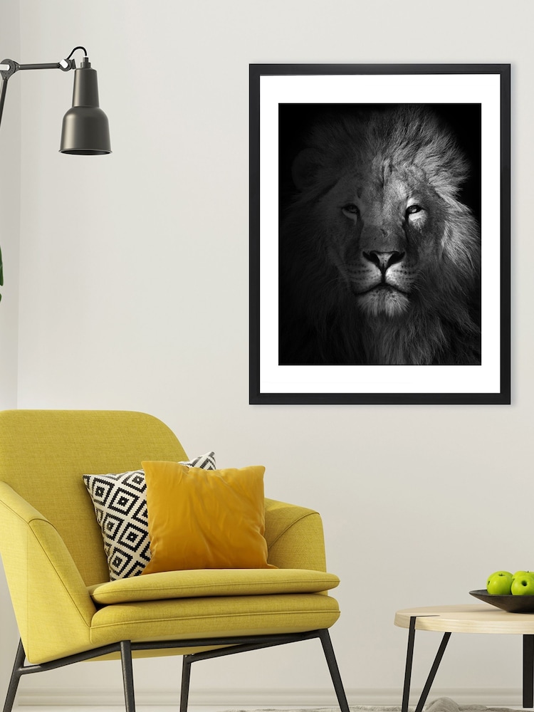 Brookpace Lascelles Black Lion Framed Wall Art - Image 1 of 3