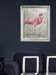 Brookpace Lascelles Pink Flamingo I Print in Antique Mirrored Frame - Image 1 of 3