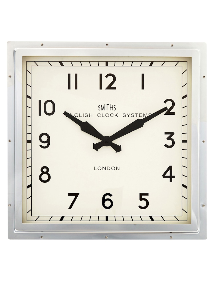 Brookpace Lascelles Chrome Large Chrome Smiths Square Clock - Image 2 of 4
