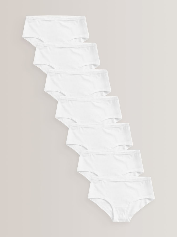 White Elastic Hipster Briefs 7 Pack (2-16yrs) - Image 1 of 2