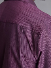 Purple Herringbone Regular Fit Single Cuff Signature Textured Trimmed Formal Shirt - Image 5 of 8