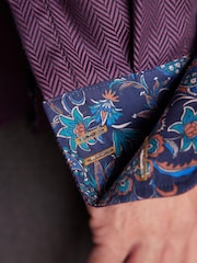 Purple Herringbone Regular Fit Single Cuff Signature Textured Trimmed Formal Shirt - Image 6 of 8