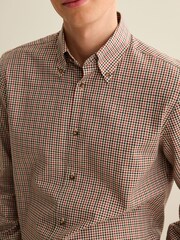 Neutral Brown Gingham Check Regular Fit Heritage Formal Shirt - Image 1 of 4
