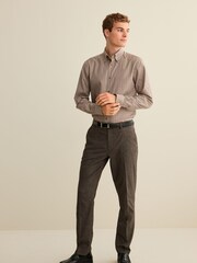 Neutral Brown Gingham Check Regular Fit Heritage Formal Shirt - Image 2 of 4