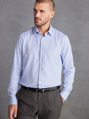 Light Blue Slim Fit Single Cuff Signature Trimmed Shirt - Image 3 of 7