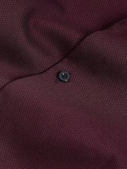 Burgundy Red Slim Fit Signature Premium 100% Cotton Textured Long Sleeve Single Cuff Shirt - Image 7 of 7