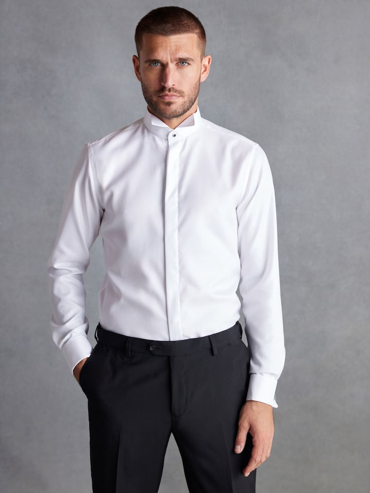 Biały - Signature Canclini Made In Italy Double Cuff Shirt - Image 1 of 5