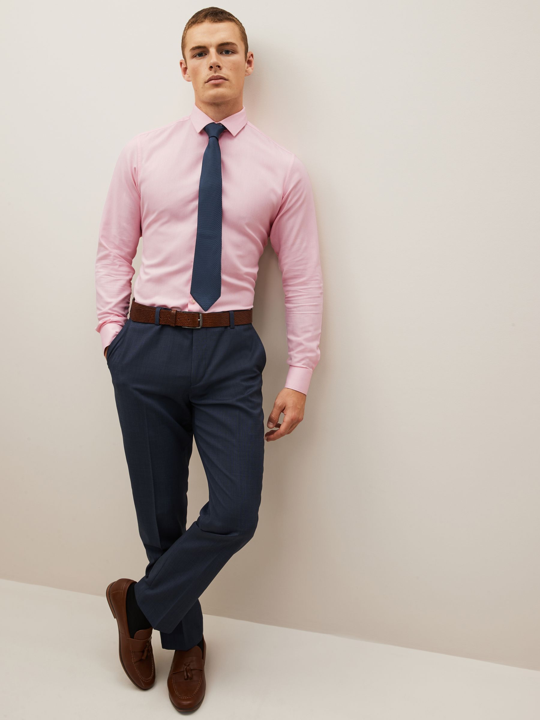 Navy blue pant and pink shirt best sale