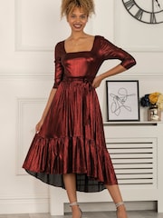 Jolie Moi Red Orly Sparkly Midi Dress - Image 1 of 6