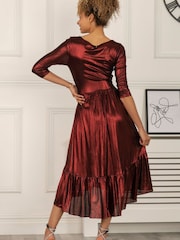 Jolie Moi Red Orly Sparkly Midi Dress - Image 2 of 6