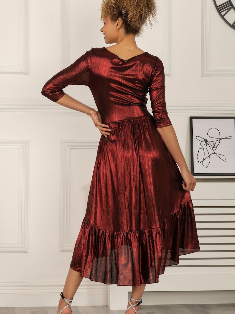 Jolie Moi Red Orly Sparkly Midi Dress - Image 2 of 6