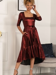 Jolie Moi Red Orly Sparkly Midi Dress - Image 5 of 6