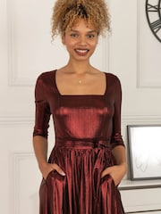 Jolie Moi Red Orly Sparkly Midi Dress - Image 6 of 6