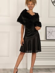 Jolie Moi Black Leela Cowl Neck Tie Strap Dress - Image 5 of 6