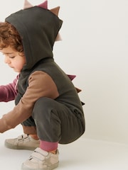 Charcoal Grey Colourblock Dinosaur Spike Jersey All-In-One (3mths-7yrs) - Image 4 of 7