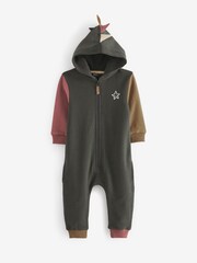 Charcoal Grey Colourblock Dinosaur Spike Jersey All-In-One (3mths-7yrs) - Image 5 of 7