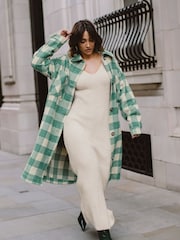 F&F FW Bridge Charlotte Green Longline Shacket - Image 1 of 7