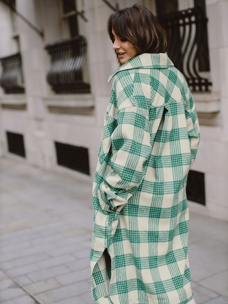 F&F FW Bridge Charlotte Green Longline Shacket - Image 2 of 7 F&F FW Bridge Charlotte Green Longline Shacket - Image 2 of 7