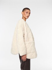 F&F FW Bridge Wren Cream Quilted Teddy Jacket - Image 5 of 8