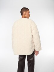F&F FW Bridge Wren Cream Quilted Teddy Jacket - Image 6 of 8