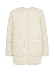 F&F FW Bridge Wren Cream Quilted Teddy Jacket - Image 8 of 8