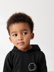 Black/Ecru Cream Smile Face 100% Cotton Long Sleeve Hoodie And Leggings Set (3mths-7yrs) - Image 4 of 6