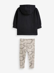 Black/Ecru Cream Smile Face 100% Cotton Long Sleeve Hoodie And Leggings Set (3mths-7yrs) - Image 6 of 6