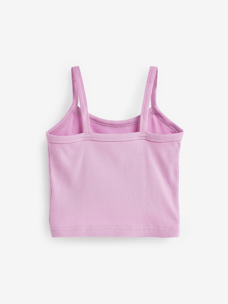 Rosa/Blau/Orange - Kurz geschnittene, gerippte Camisoles im 3er-Pack (5–16 Jahre) - Bild 2 von 2