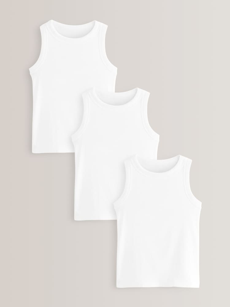 Weiß - Crop Rib Vests 3 Pack (5-16yrs) - Bild 1 von 4