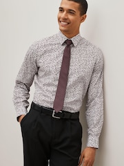 White/Burgundy Red Ditsy Regular Fit Single Cuff Occasion Shirt And Tie Pack - Image 1 of 8