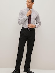 White/Burgundy Red Ditsy Regular Fit Single Cuff Occasion Shirt And Tie Pack - Image 2 of 8