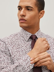 White/Burgundy Red Ditsy Regular Fit Single Cuff Occasion Shirt And Tie Pack - Image 5 of 8
