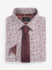 White/Burgundy Red Ditsy Regular Fit Single Cuff Occasion Shirt And Tie Pack - Image 7 of 8