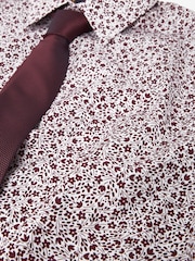 White/Burgundy Red Ditsy Regular Fit Single Cuff Occasion Shirt And Tie Pack - Image 8 of 8