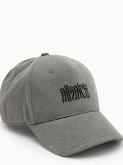 AllSaints Grey State Wax Baseball Cap - Image 1 of 4