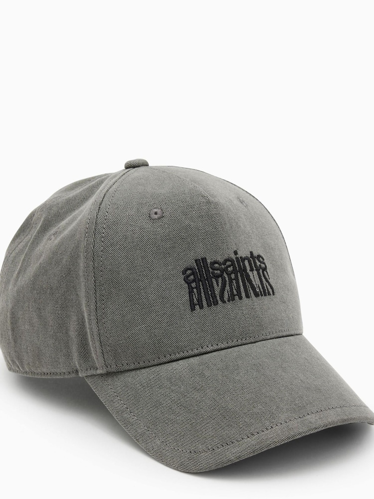 AllSaints Grey State Wax Baseball Cap - Image 1 of 4