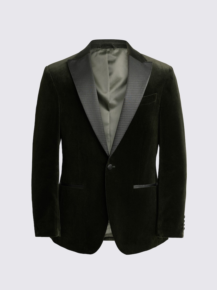MOSS Olive Tailored Fit Velvet Jacket - Image 5 of 5 MOSS Olive Tailored Fit Velvet Jacket - Image 5 of 5