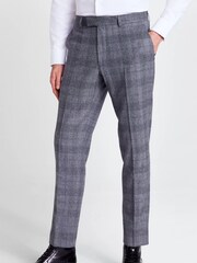 MOSS x Barberis Tailored Fit Grey Check Suit: Trousers - Image 1 of 3