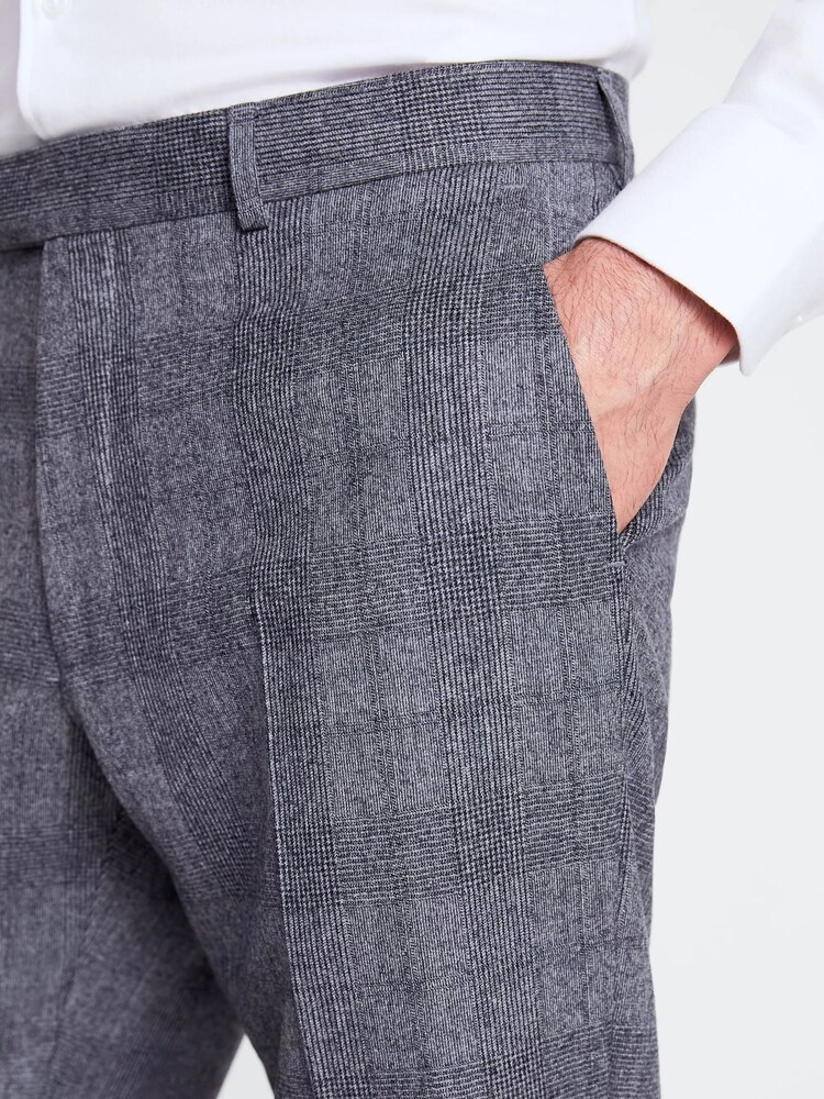 MOSS x Barberis Tailored Fit Grey Check Suit: Trousers - Image 3 of 3