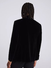 MOSS Black Tailored Fit Velvet 100% Cotton Jacket - Image 3 of 6