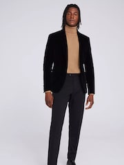 MOSS Black Tailored Fit Velvet 100% Cotton Jacket - Image 4 of 6