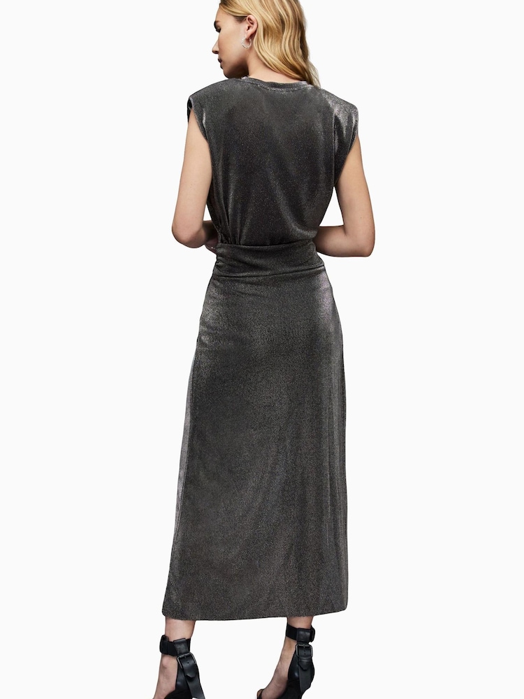 Юбка с эффектом металлик Allsaints Sami - Изображение 2 из 6