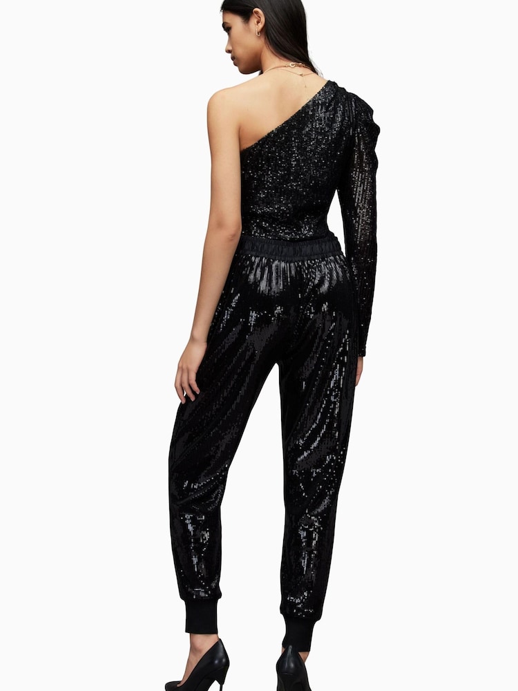 AllSaints Soraya Black Sequin Trousers - Image 2 of 6 AllSaints Soraya Black Sequin Trousers - Image 2 of 6