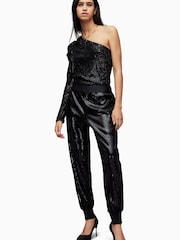AllSaints Soraya Black Sequin Trousers - Image 3 of 6