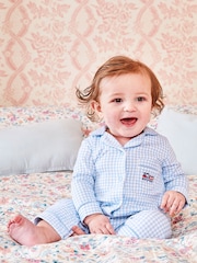 JoJo Maman Bébé Blue Jersey All-in-One Pyjamas - Image 1 of 2