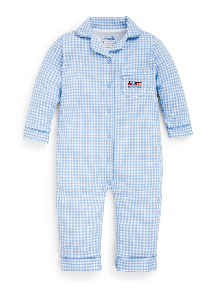 JoJo Maman Bébé Blue Jersey All-in-One Pyjamas - Image 2 of 2