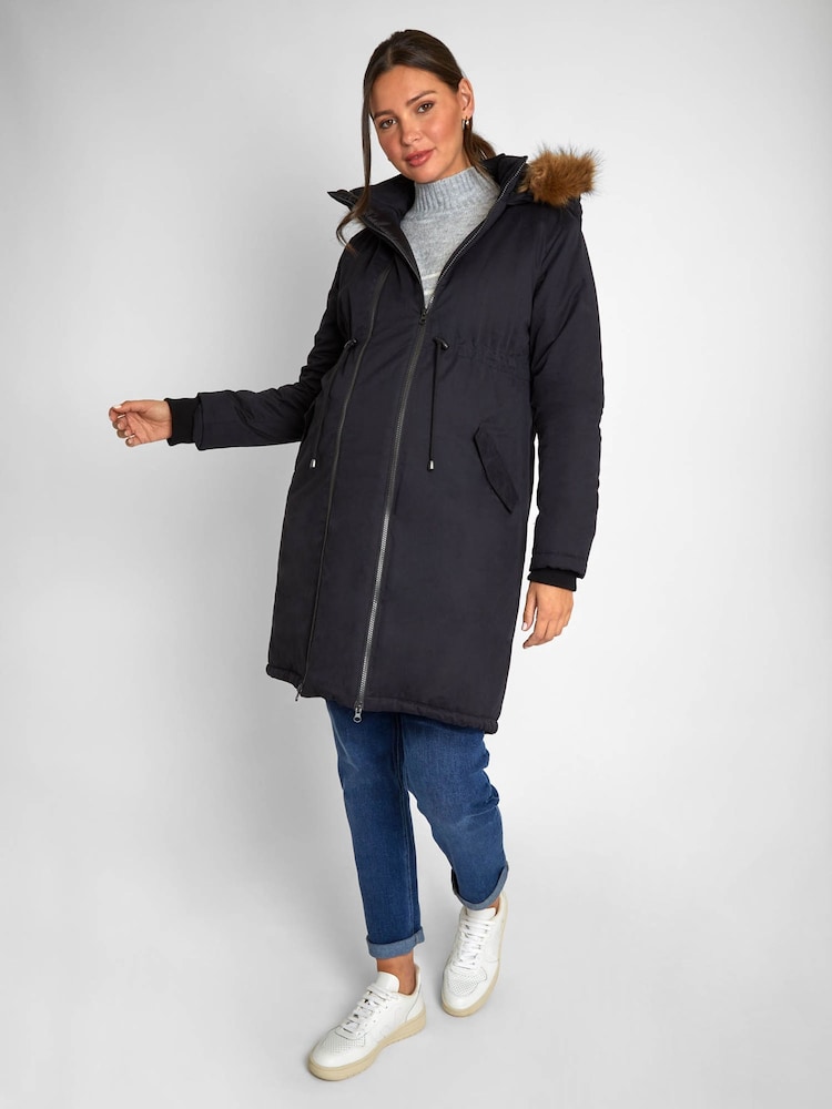 JoJo Maman Bébé Black 2-in-1 Cosy Maternity Parka - Image 1 of 5